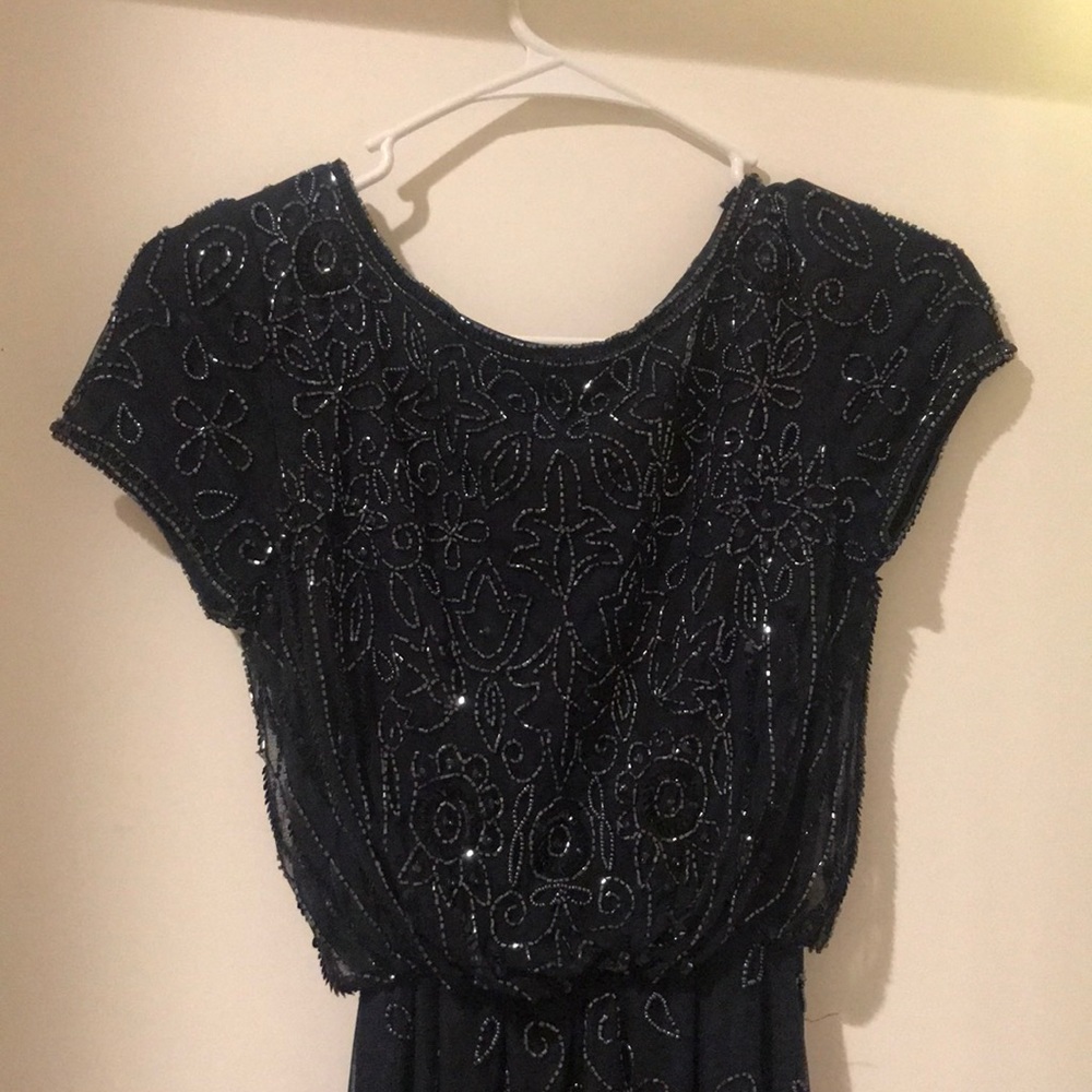 Adrianna Papell Navy Sequin Gown